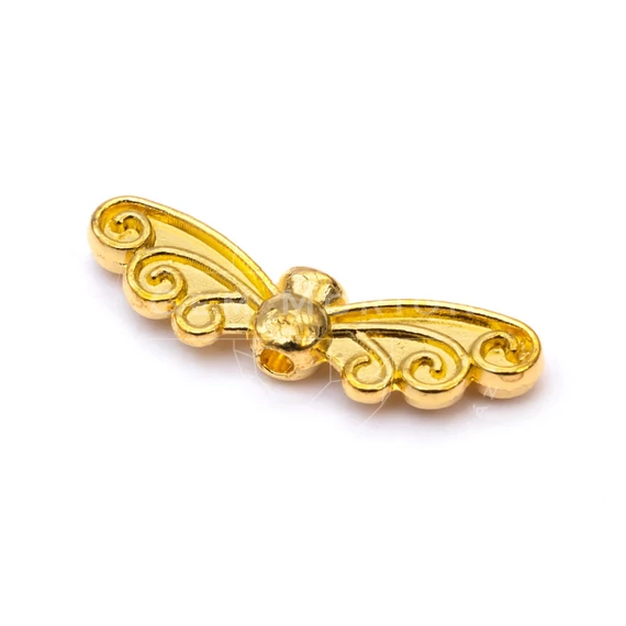 Angyalszárny köztes dísz, arany szín, 22x7 mm, 10 db