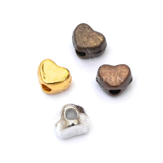 Mini szív köztes dísz, vegyes szín, 3x4 mm, 20 db