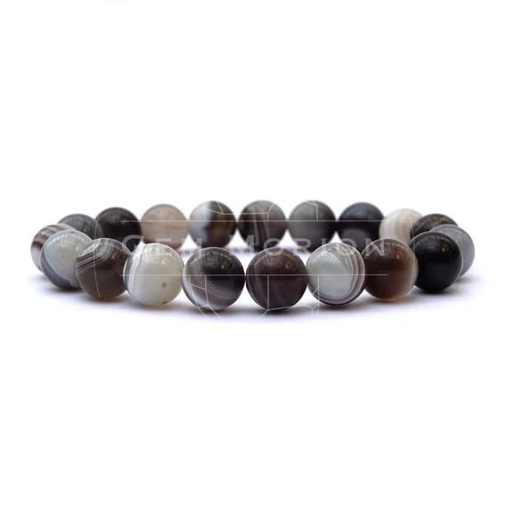 Botswana achát "A" gumis ásvány karkötő, 10 mm