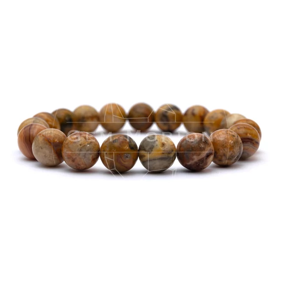 Csipkeachát gumis ásvány karkötő, 10 mm