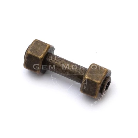 Súlyzó köztes dísz, réz szín, 17x6 mm, 1 db