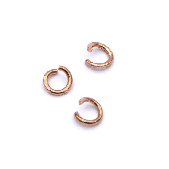 Nemesacél karika, rosegold szín, 4x0,6 mm, 20 db