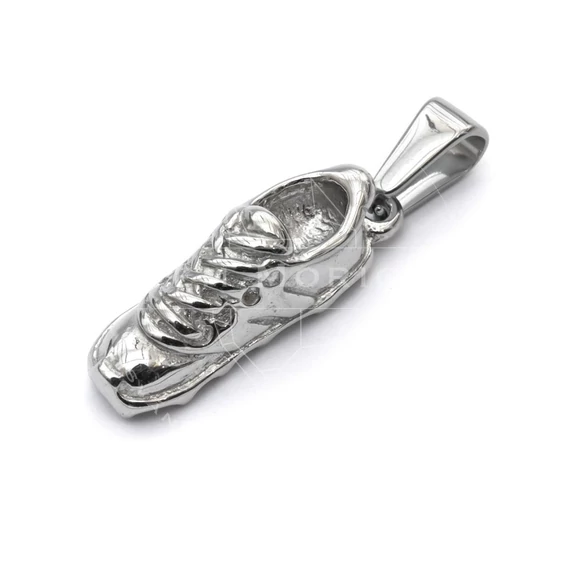 Nemesacél foci cipő medál, 22x7x7 mm, 1 db
