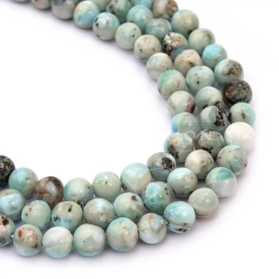 Larimar golyós szál, 6 mm, kb. 38 cm