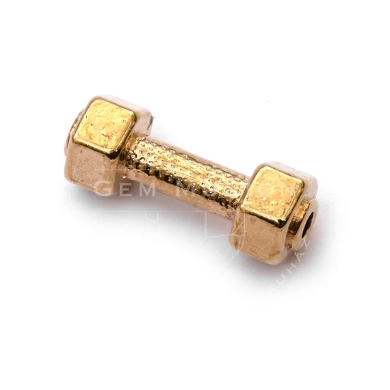 Súlyzó köztes dísz, rosegold szín, 17x6 mm, 1 db
