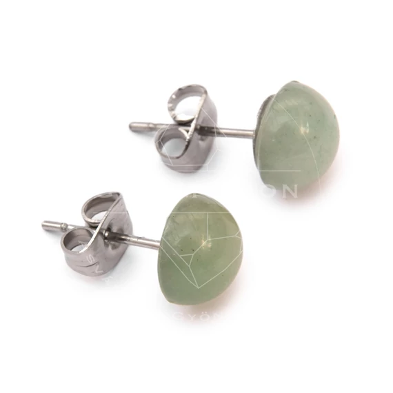 Aventurin cabochon fülbevaló nemesacél szerelékkel, 8 mm
