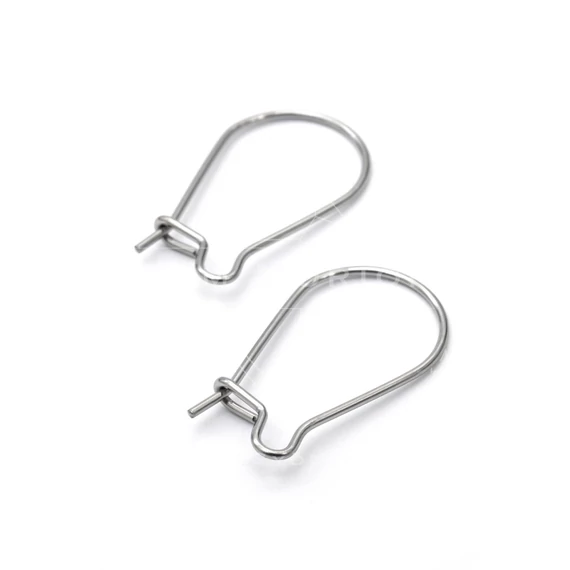 Nemesacél hurkos fülbevaló alap, 20x11 mm (20 db)