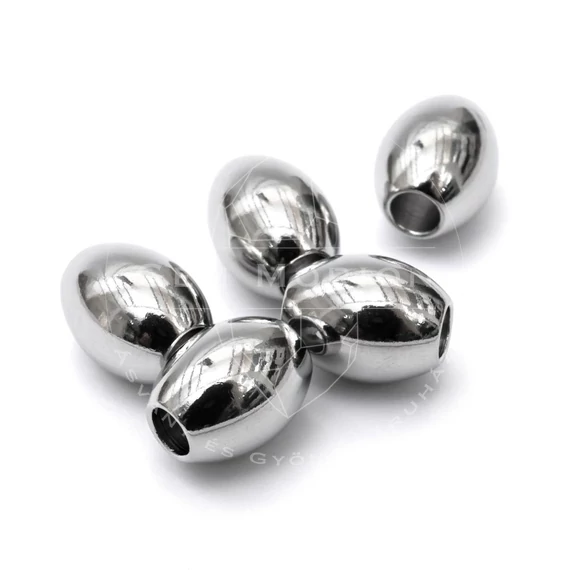 Nemesacél hordó köztes dísz, 8x10 mm, 4 mm lyuk (5 db)