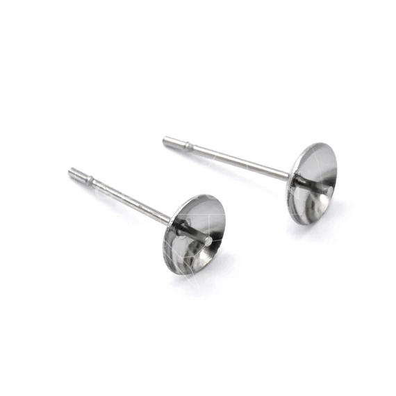 Nemesacél fülbevaló stift félig fúrt golyóhoz, 6 mm (10 db)