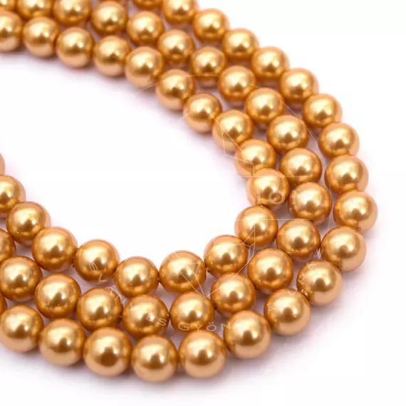 Shell pearl (aranybarna) golyós szál, 6 mm, kb. 38 cm