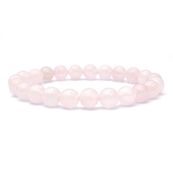 Rózsakvarc gumis karkötő, 8 mm