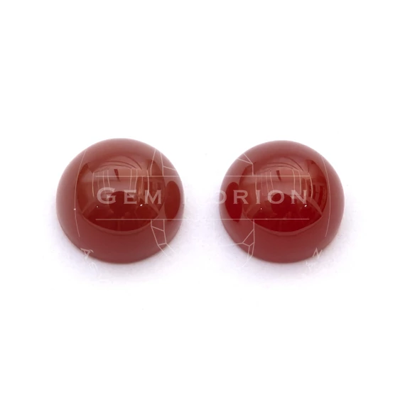 Karneol cabochon kő, kerek, 8 mm, 2 db
