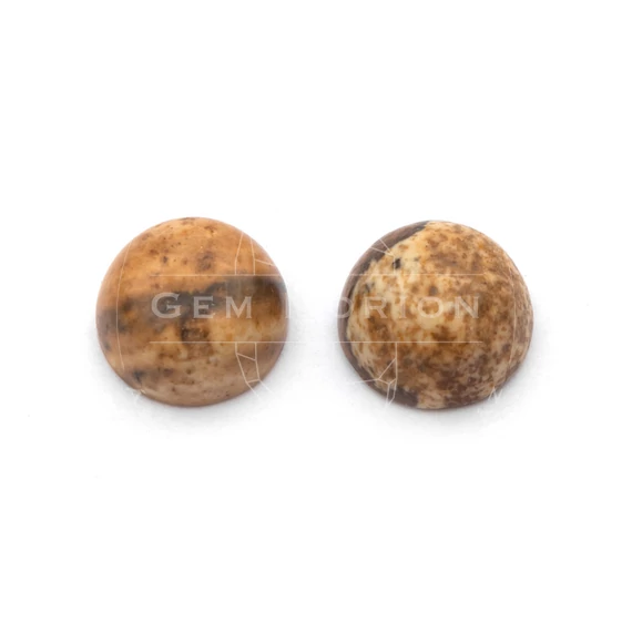 Képjáspis cabochon kő, kerek, 8 mm, 2 db
