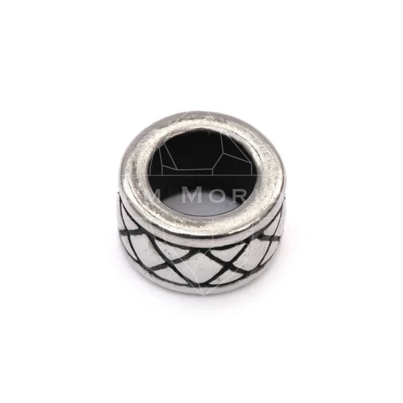 Nemesacél henger köztes dísz, négyzetrács mintás, 8 mm (1 db)