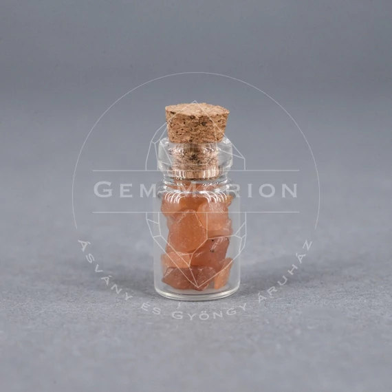 Achát/karneol ezoterikus üvegcse, mini méret, 18x10 mm