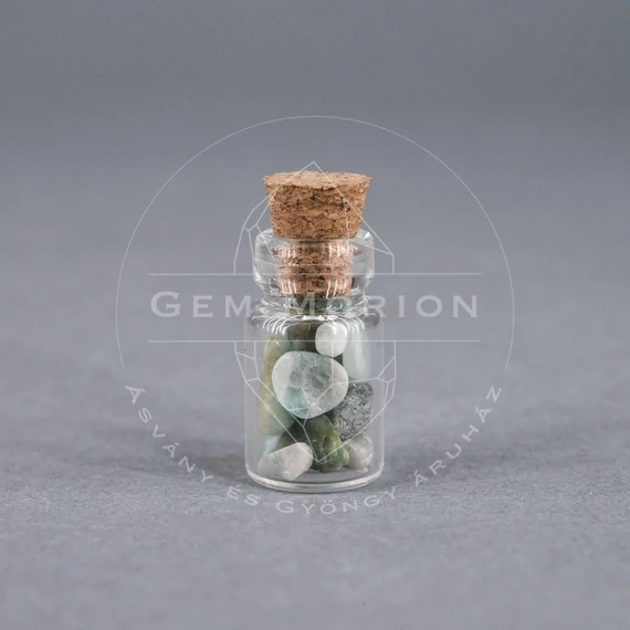 Amazonit ezoterikus üvegcse, mini méret, 18x10 mm