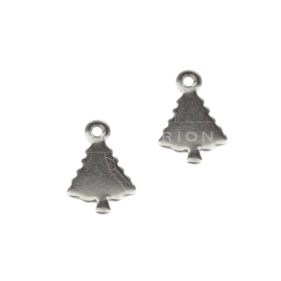 Nemesacél karácsonyfa medál, 14x9 mm (20 db)