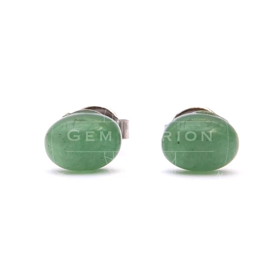 Aventurin cabochon fülbevaló nemesacél szerelékkel, 6x8 mm