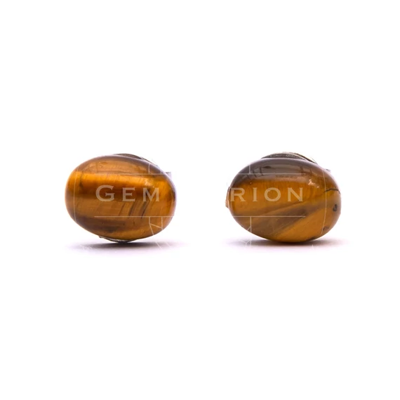 Tigrisszem cabochon fülbevaló nemesacél szerelékkel, 6x8 mm