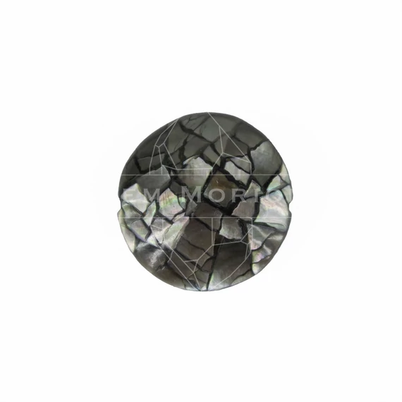 Gyöngyház borítású (fekete) lapos, kerek gyöngy, 20 mm (1 db)