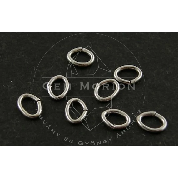 Ovál karika, ezüst szín, 3x4 mm, kb. 100 db