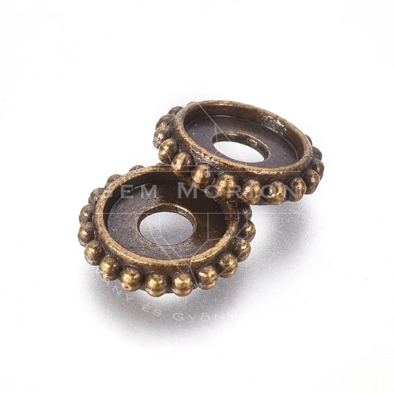 Tárcsa köztes dísz, bronz szín, 10x2 mm, 10 db