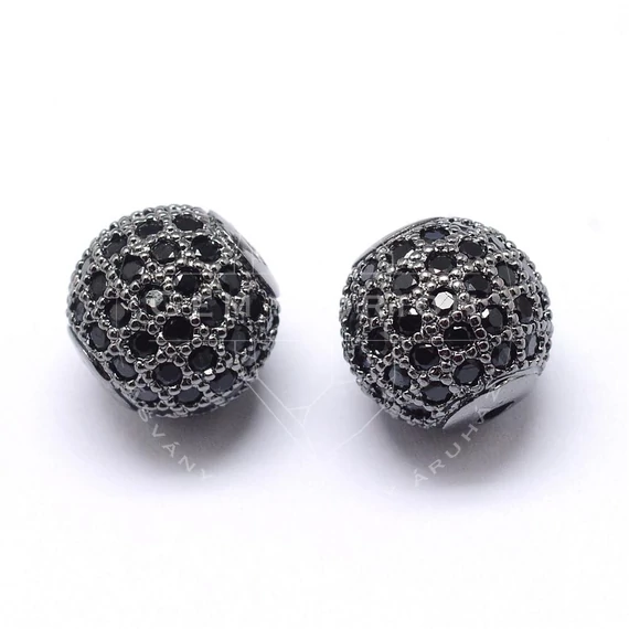 Cubic cirkónia gömb (fekete alapon fekete) köztes dísz, 8 mm (1 db)