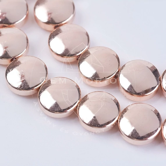 Hematit (rosegold) lencse köztes dísz, 18x3,5 mm (5 db)