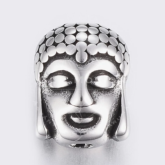 Nemesacél nagy Buddha fej köztes dísz (1 db)