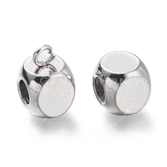 Nemesacél kocka medáltartó köztes dísz, 6 mm (5 db)