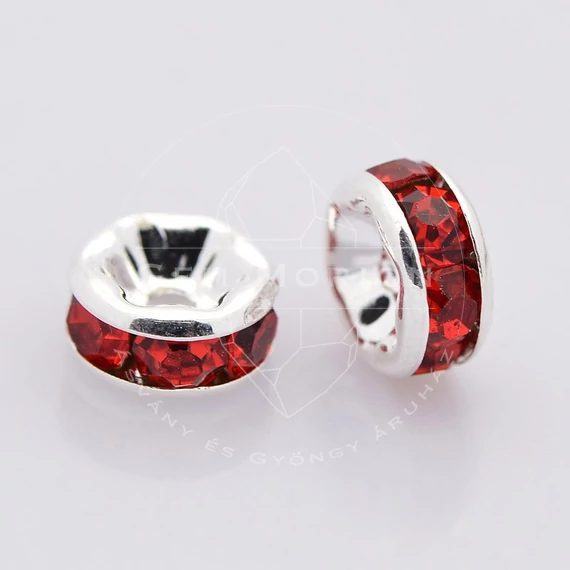 Piros strasszos rondella, 5 mm (10 db)