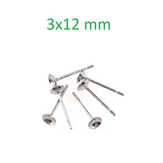 Fülbevaló stift, csészés, 3 mm (100 db)