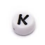 Akril kerek, lapos K betű köztes dísz, 7x4 mm