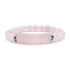Rózsakvarc téglalap és 8 mm golyós, gumis karkötő, kb. 18-19 cm