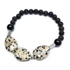 Dalmatíner fazettált csepp és lávakő gumis karkötő
