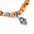 Fa gumis karkötő Buddha fejjel és Hamsa kezével
