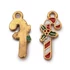 Karácsonyi cukorpálca, arany színű, zománcos medál, 19x7 mm (2 db)