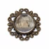 Foglalat üveg cabochon kővel, kerek, díszes, bronz szín, átmérő: 20 mm, tálca: 14 mm, 1 db