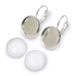 Fülbevaló alap üveg cabochon kővel, kerek, tálca: 14 mm, 1 pár