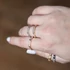 Nemesacél gyűrű, kagylós, szögletes, 6 pici kővel, rosegold színű, kb. 56-57 méret