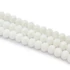Kristály fazettált button szál, fehér, opak, tejfehér, 10x8 mm, kb. 48 cm, 63-65 szem/szál