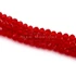 Kristály fazettált button szál, piros, 6x5 mm, kb. 40 cm, 85-88 szem/szál