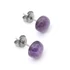 Ametiszt cabochon fülbevaló nemesacél szerelékkel, 8 mm
