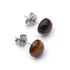 Tigrisszem cabochon fülbevaló nemesacél szerelékkel, 8 mm